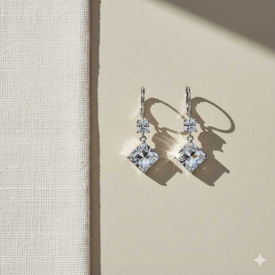 EARRIN Cut CZ Drop Earrings Crystal Metal Stud Earring