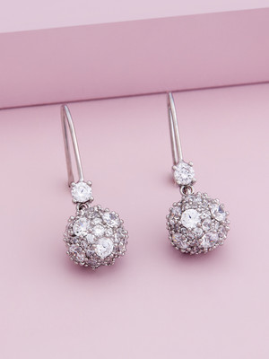 Kushal's Fashion Jewellery White Rhodium Party Zircon Trendy Drop Earrings Zircon Copper Drops & Danglers
