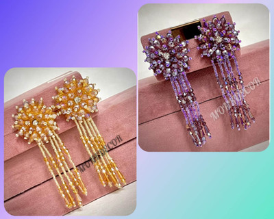 MONKDECOR Elegant Chandelier Design Earrings Pack of 2 Colors Alloy Drops & Danglers