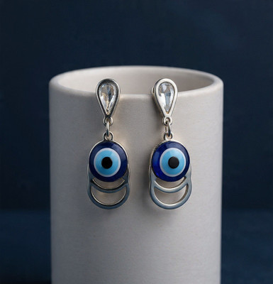 JV CREATION Evil eye gemstone earrings Cat's Eye, Tiger Eye Alloy Chandbali Earring, Drops & Danglers, Jhumki Earring, Stud Earring, Earring Set