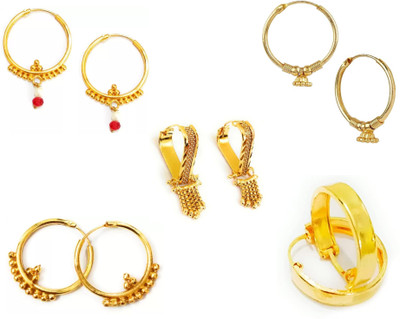 SMARNN Gold Plated Combo of Bali Hoops for Women Girls Metal Hoop Earring, Drops & Danglers, Huggie Earring, Jhumki Earring