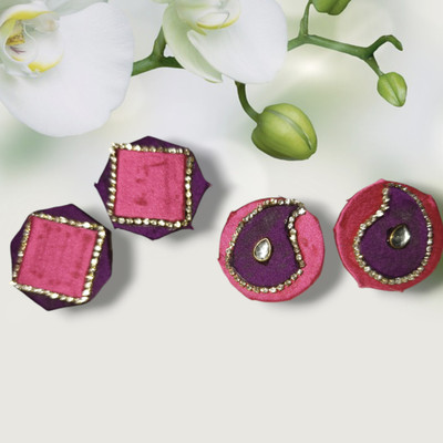DIPRIYA GALLERY PINK PURPLE STUDS COMBO PACK OF 2 Fabric Stud Earring