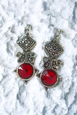 Ventrix MJS Drop and Dangle Earrings Maroon Alloy Drops & Danglers