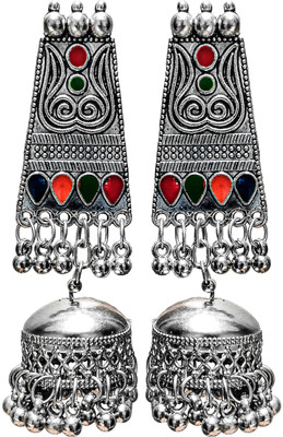 MUDTALE Bahubali minakari Fashion Afghani Oxidized earring for women and girls Jhumka Aluminum Drops & Danglers