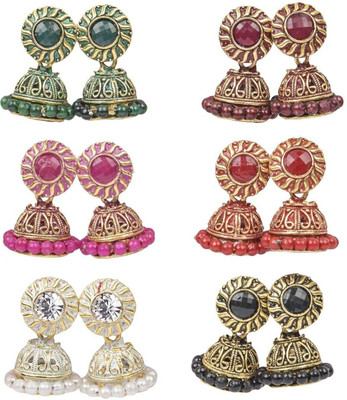 alysa Colorful Small Size Meena Jhumka Alloy Jhumki Earring