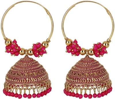 Kaima Kaima Latest Stylish Traditional Hoop Jhumki Earrings Beads Alloy Chandbali Earring