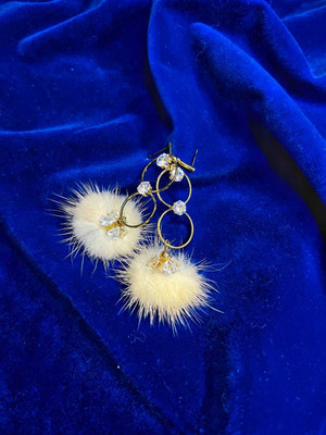 Hengar Traders Soft_ball_earring01-3 Cubic Zirconia Brass Earring Set