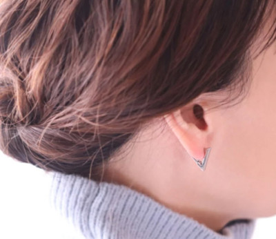 Vedansh Piyush Enterprises Stylish Silver Triangle Hoop Stud Earrings Alloy Hoop Earring