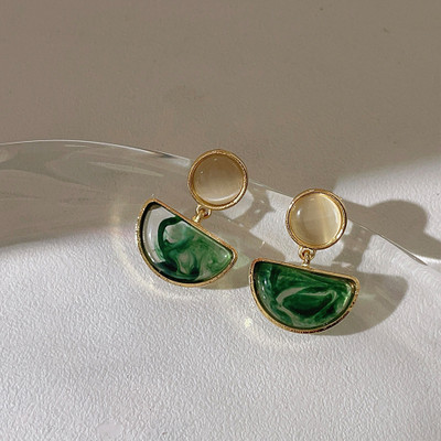 CC&S Green-Cream Alloy Drops & Danglers