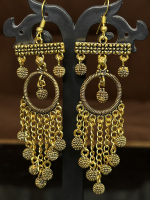 Shora Golden Oxidised Jhumka Earrings Hanging type Alloy Hoop Earring, Jhumki Earring, Earring Set