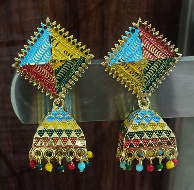 Regal Pearls Jhumka earrings golden multicolour for women and girls Alloy Jhumki Earring