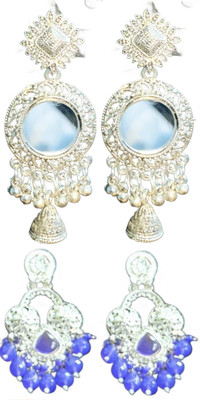 Hernger traders Mirror_earring_05 & Three_Round_Purple00_01 Cubic Zirconia Alloy Earring Set