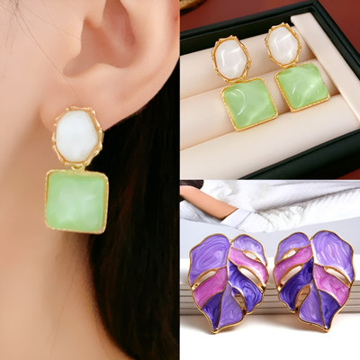AKISON JEWELS Korean Earrings Combo For Women Girls Big Palm Leaf Stylish Trending Trendy Alloy Earring Set, Stud Earring, Drops & Danglers