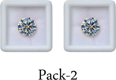 R.K GEMS 5-Carat 2 Piece Extra Fine Round Shape-White Diamond Stone Ear Thread