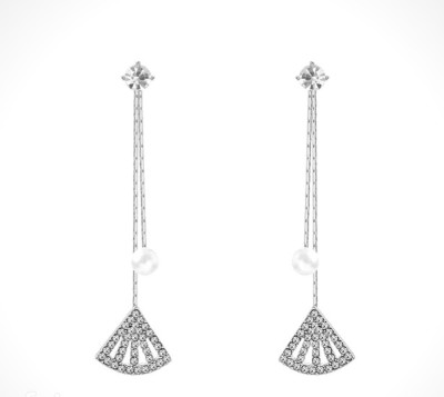 KRYSTALZ Elegant Tassel Pearl Drop Cubic Zircon Studed Ethnic Earrings for Womens Pearl, Cubic Zirconia Alloy Stud Earring