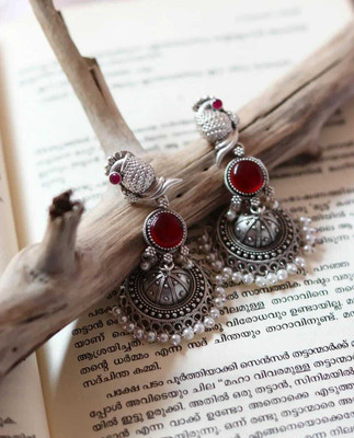 DANGAR ENTERPRISE Peacock Silver Oxidised Traditional Jhumka Earings Silver Jumki Alloy Stud Earring