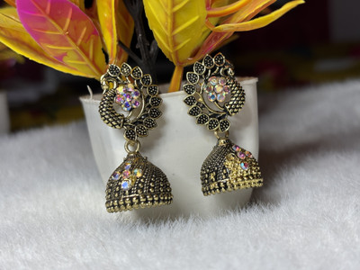 HIRA Glod Platted Peacock Style Jhumka Alloy Jhumki Earring