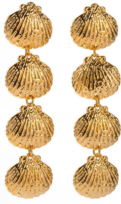 ARISAA 4 layer shell style gold earning Brass Stud Earring