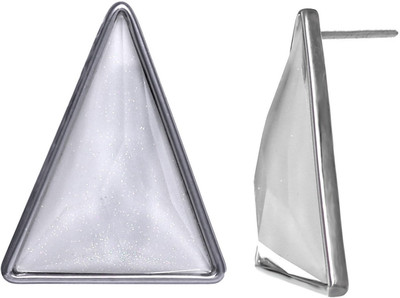 Fashion Fusion Silver Plated Triangle Stone Stud Earrings For Women & Girls Brass Stud Earring
