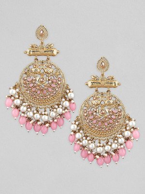 RUBANS Rubans 22K Gold Plated Chandbali Earrings With Beautiful Beads And Pearls Alloy Chandbali Earring