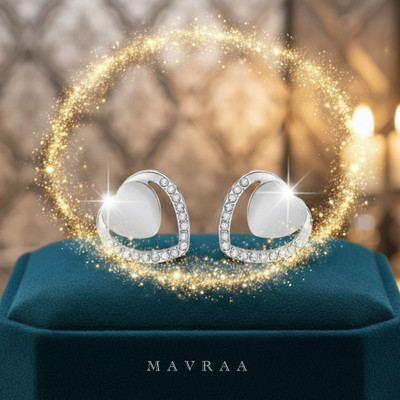 MAVRAA Mavraa Silver Heart Stud Earrings for Women & Girls Alloy Stud Earring