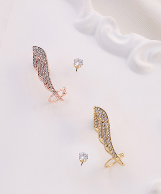 SOHI Set Of 2 Bling Wing Cuff Earrings - Rose Gold & California Gold Alloy Earring Set