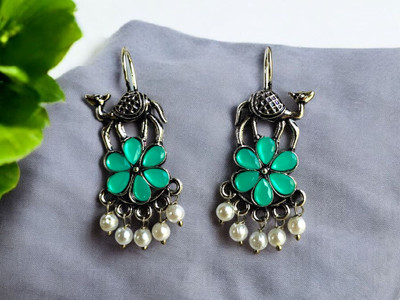 jhumkhas Trendy Camel Design Floral Drop Earrings with Pearls for Women and Girls Beads Alloy Drops & Danglers