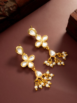 Vermont Ethnic Gold Plated Brass Jhumki Earrings for Women & Girls Diamond Brass Jhumki Earring