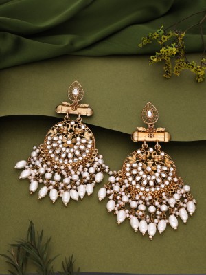 Alasca Pack of 1 Gold Drop & Danglers Earring for Women & Girls Diamond Brass Chandbali Earring