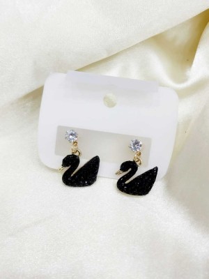 Today Fashion Diamond Stone BLACK Swan Ducks earring for women Diamond Alloy Stud Earring