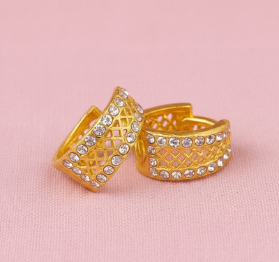 Tarannum fashion store Bali earring White Zircon Brass Stud Earring, Chandbali Earring