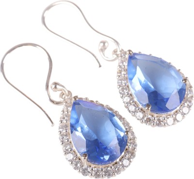TheJewelrsh TANZANITE COLOR STONE CUBIC ZIRCONIA FASHIONABLE SILVER PLATED EARRINGS GIFT Crystal Brass Drops & Danglers