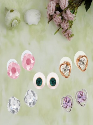 Jewelgenics Pack Of 5 Stud& Drop Combo Earrings Crystal Alloy Stud Earring, Drops & Danglers