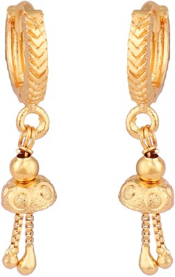 CHARMING JEWELS Decent Look Gold Plated Tasselled Lightweight Hoop Earrings_CJ Brass Hoop Earring