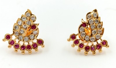 PBM CREATIONS Peacock Gold plated Covering Impon 5 Metal/ 5 pon AD CZ stone Copper Drops & Danglers, Jhumki Earring, Stud Earring