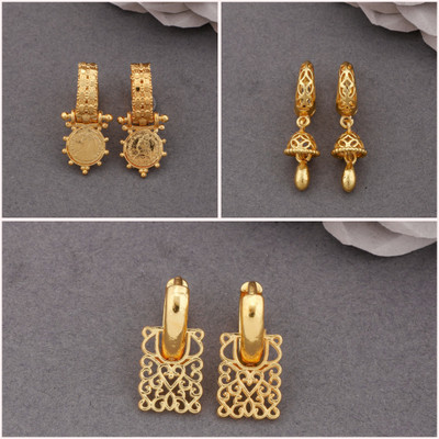 Weroxa Combo of 3 Brass Huggie Earring