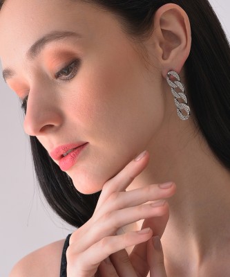 Dressberry Silver Plated Designer Stone Drop Earring Alloy Drops & Danglers