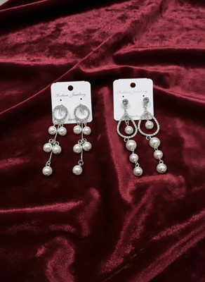 Nuvex Sparkle Drop Earrimgs Pearl Alloy Drops & Danglers