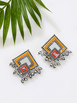 Sangria Sanwari Rhombus Brass Earrings Brass Stud Earring
