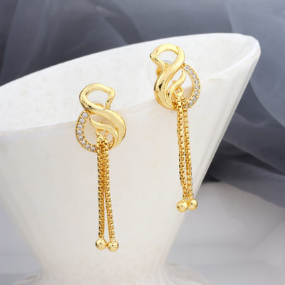 dearknot Traditional Earrings For Women And Girls Cubic Zirconia Brass Stud Earring