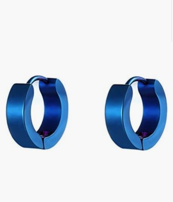 Vipunj Vedansh Enterprises Stylish Blue Colour Unisex Hoop Stud Earrings Stainless Steel Hoop Earring