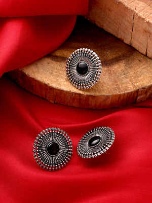 Kairangi Traditional Silver Oxidised Combo Ethnic Stud Earrings for Women and Girls Brass Stud Earring