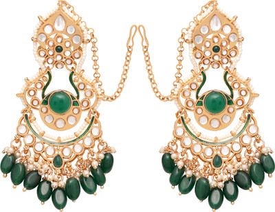 SAIYONI Traditional Kundan Jewelry |Kundan Earrings|Kundan Earrings for Weddings Alloy Chandbali Earring
