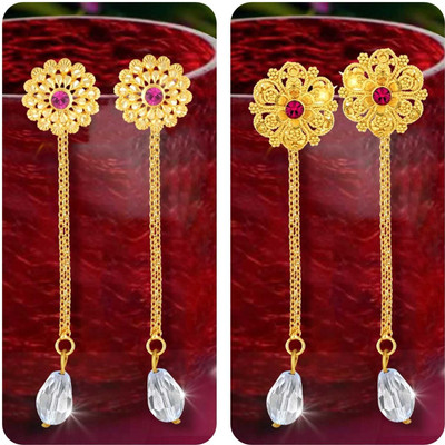 VIGHNAHARTA Removable Studs 2 pair Stud 1 chain drop earring for women and Girls Crystal Alloy Drops & Danglers, Stud Earring