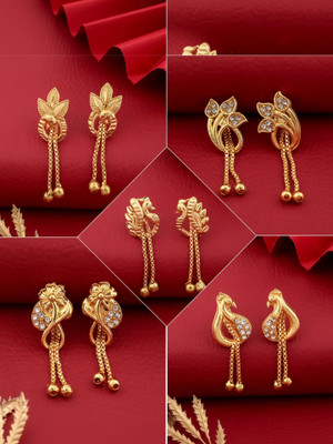 Malila Trending Earrings Combo Set for Women Brass Huggie Earring