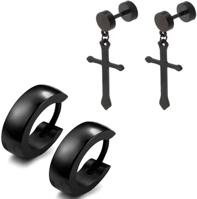 Shashank Soul 2 Pair Combo Stainless Steel Earrings for Men and Boys FLIComSTEa-84 Stainless Steel Stud Earring