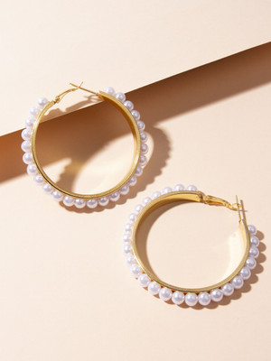 Dressberry Gold Twisted Hoop Earrings - Classic and Stylish Design Brass Hoop Earring