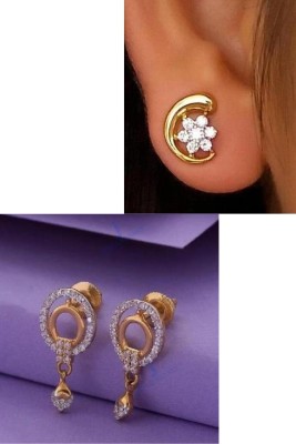 Gargish Fashion Stylish AD stone American Diamond Earrings Combo Cubic Zirconia Brass Stud Earring, Drops & Danglers