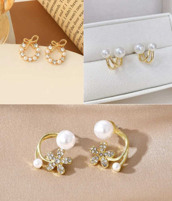 eloria Korean s s For Girls | Women s | s Set Pearl, Diamond Alloy Stud Earring