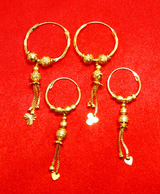 manohar Gold Plated Fancy Hoop bali earring Gold Design Super Saver Combo Pack (MG737 B) Brass Hoop Earring